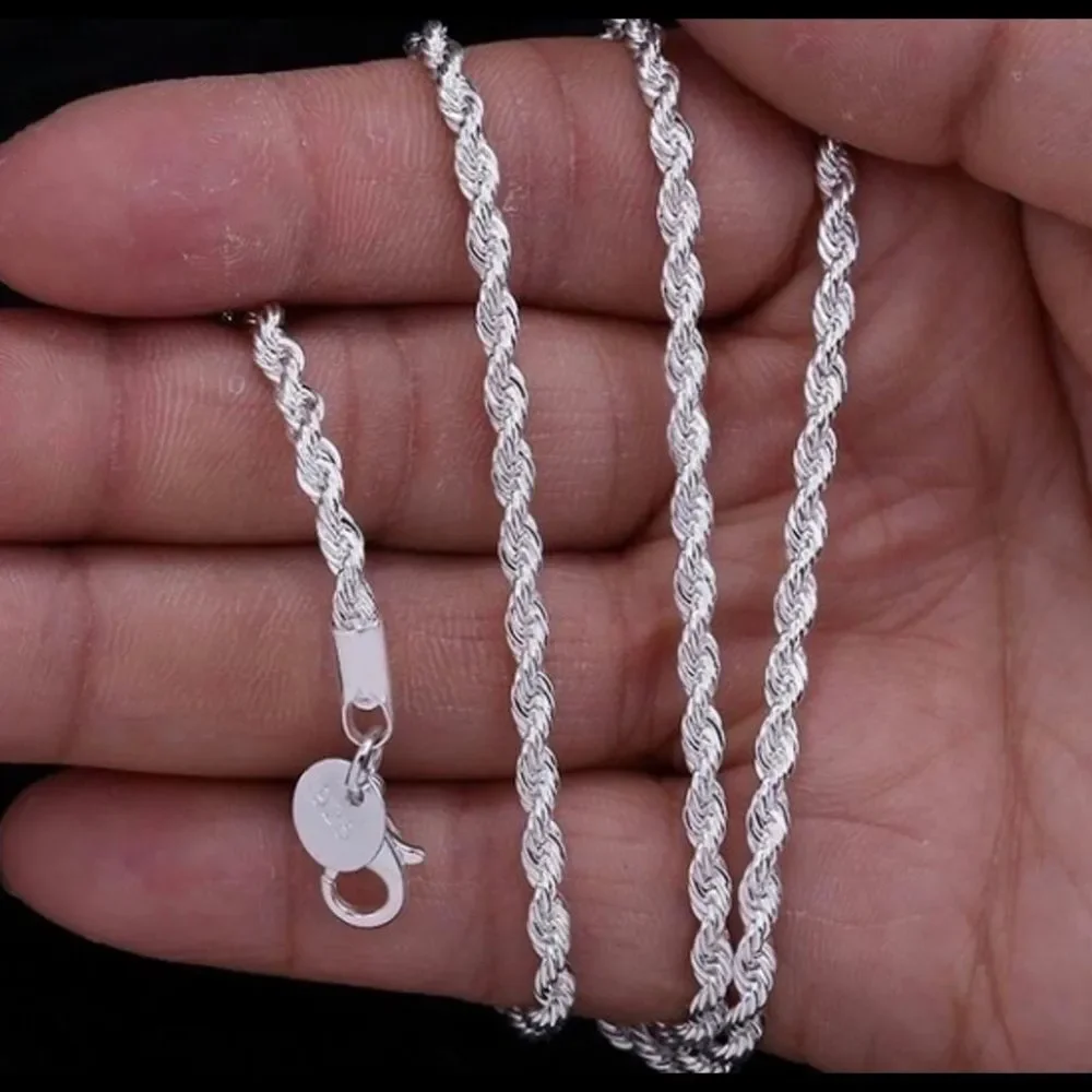 ✨ New 925 sterling silver rope chain 24 inches long 60 cm width ✨